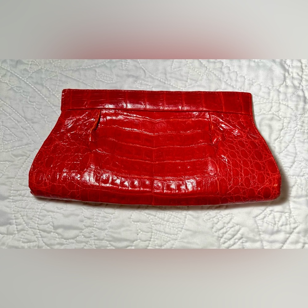 Nancy Gonzalez red crocodile clutch